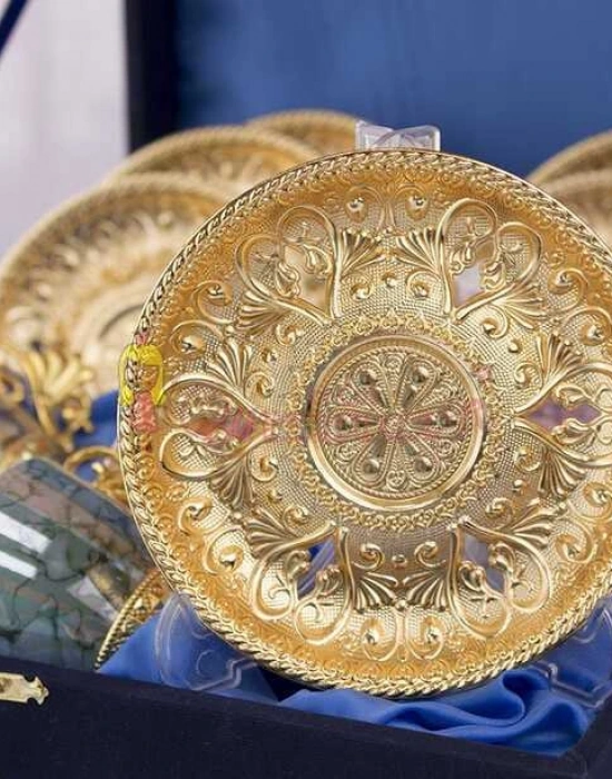 6 Kişilik Renkli Desenli Kahve Fincan Seti