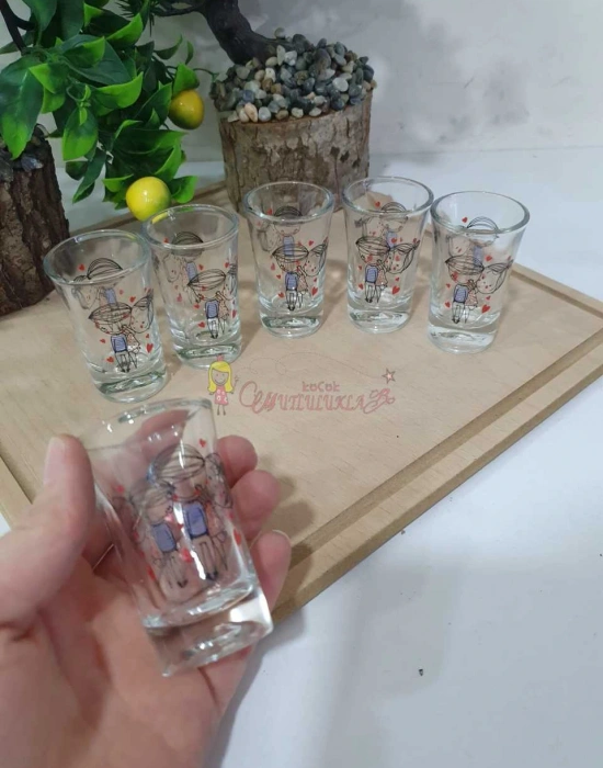 6LI DESENLİ KAHVE YANI BARDAK