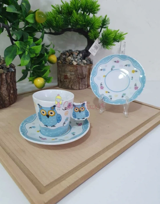 6LI FİNCAN TAKIMI BAYKUŞ DESENLİ