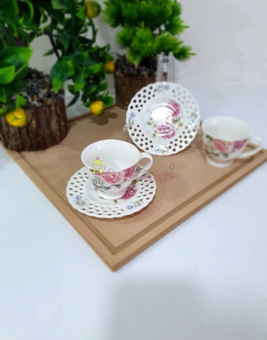 6LI FİNCAN TAKIMI GÜL DESENLİ