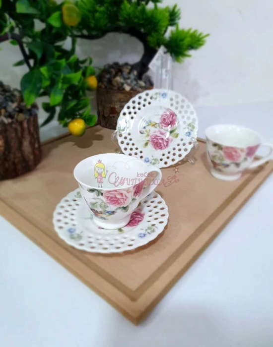 6LI FİNCAN TAKIMI GÜL DESENLİ