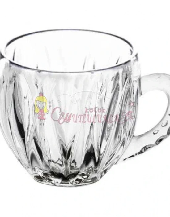 6Lı Lüx Kristal Kulplu Bardak Saplı Çay Bardağı Fincanı Seti