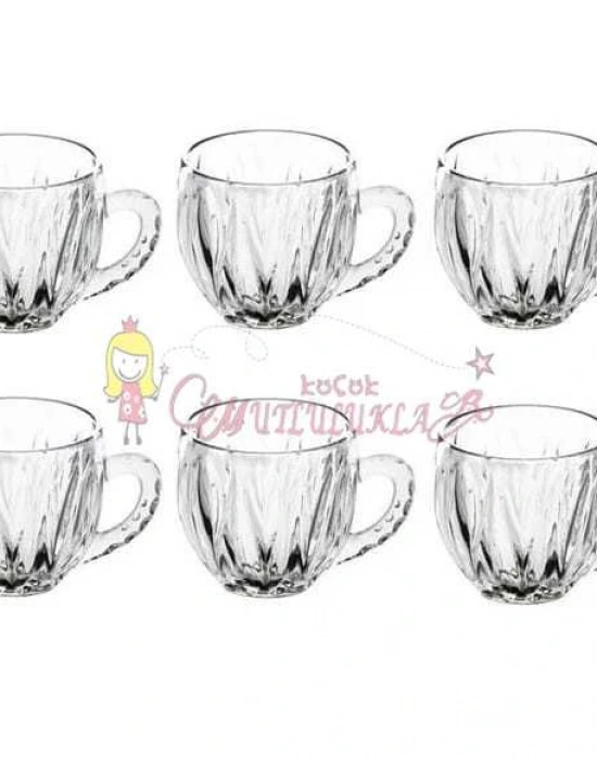 6Lı Lüx Kristal Kulplu Bardak Saplı Çay Bardağı Fincanı Seti