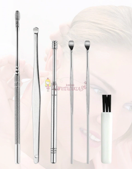 6 Parça Paslanmaz Çelik Kulak Balmumu Toplayıcı Çıkarıcı Temizleyici Bakımı Çubuk Seti
