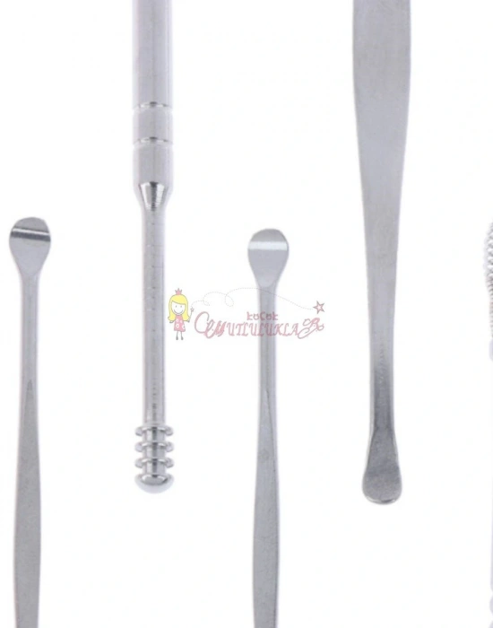 6 Parça Paslanmaz Çelik Kulak Balmumu Toplayıcı Çıkarıcı Temizleyici Bakımı Çubuk Seti