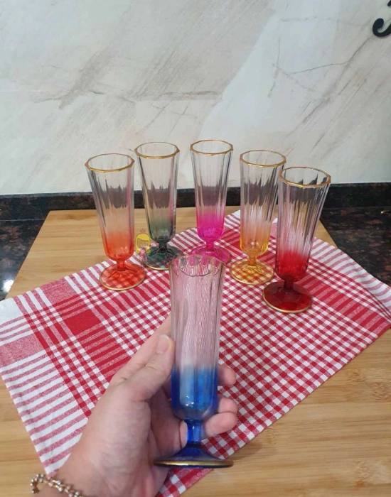 6 Renk Flüt Kahve Yanı Su Bardak