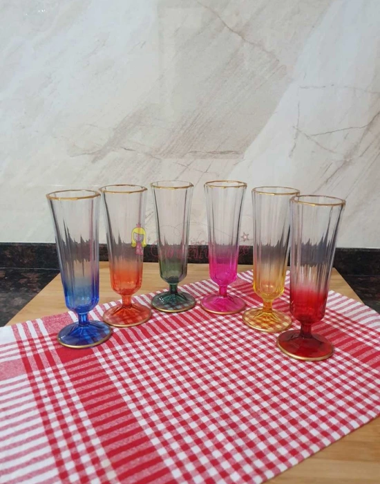 6 Renk Flüt Kahve Yanı Su Bardak