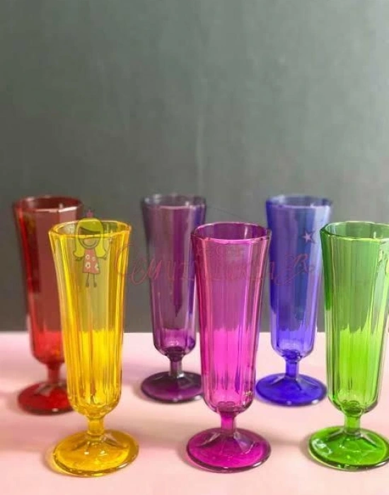 6 Renk Flüt Kahve Yanı Su Bardak