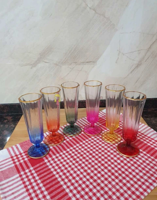 6 Renk Flüt Kahve Yanı Su Bardak