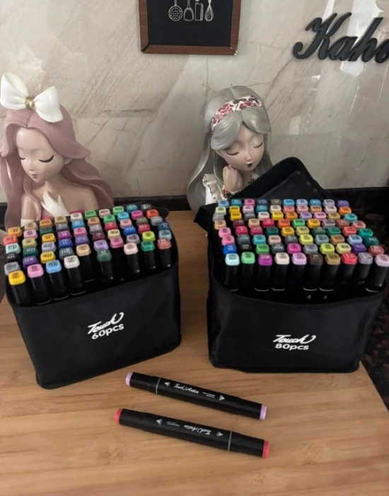 60 Lı Marker Kalem Çift Yönlü Keçeli Kalem