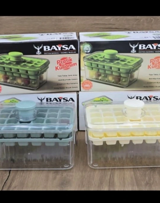 Basmalı Çift Buz Kalıbı Buzluk 56 Bölmeli Buz Küpü