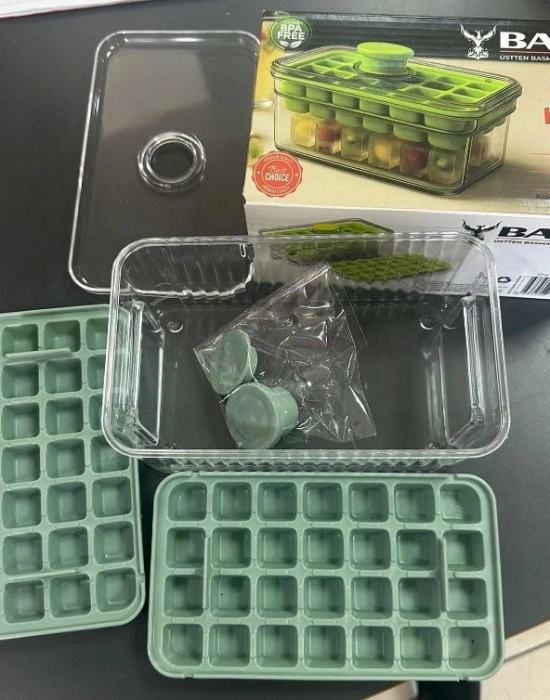 Basmalı Çift Buz Kalıbı Buzluk 56 Bölmeli Buz Küpü