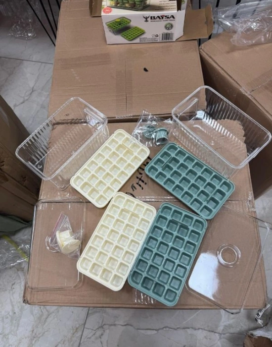 Basmalı Çift Buz Kalıbı Buzluk 56 Bölmeli Buz Küpü