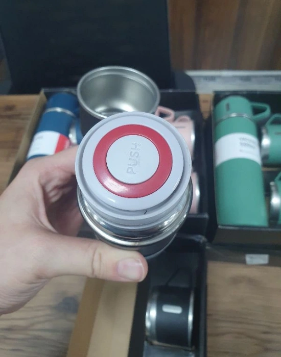 Paslanmaz Çelik 3 Bardaklı Termos Mint Yeşili