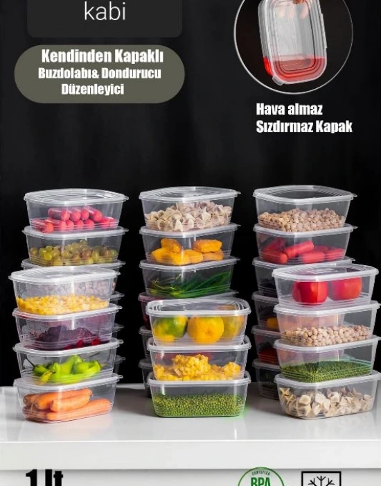 12Li 1 Litre Şeffaf Buzdolabı Saklama Kabı