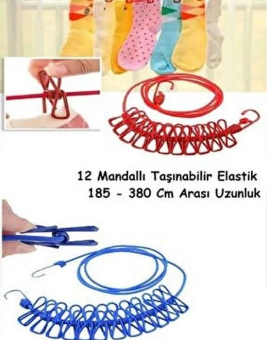 Esnek Mandallı Çamaşır İpi