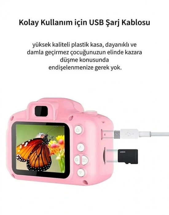 Dijital Oyunlu Çocuk Fotoğraf Makinesi Mint Yeşili