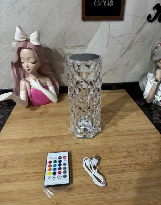 Rose Diamond Masa Lambası Kristal Silindir