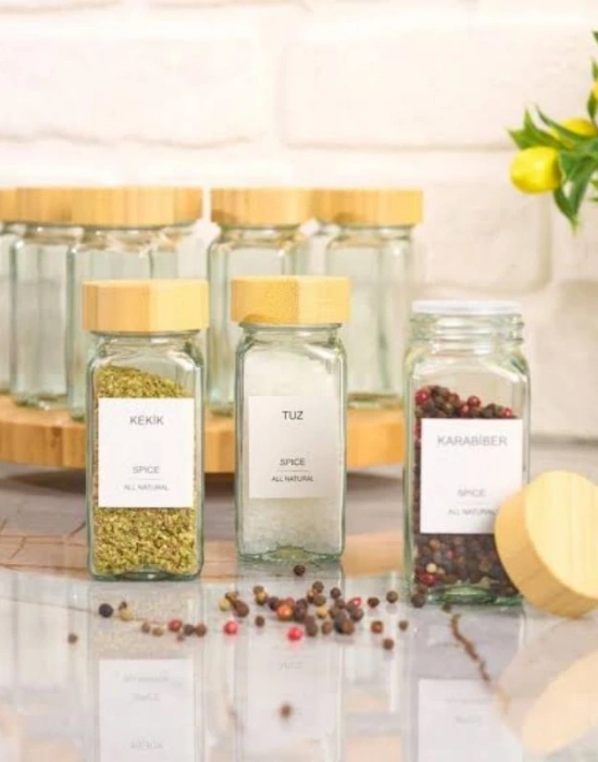 Tuzluk Bambu Kapak Baharatlık 6Lı
