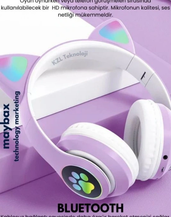 Kedili Kulaklık Mor