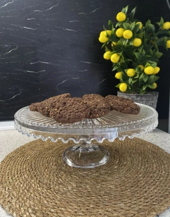 Ayaklı Yuvarlak Cam Sunumluk