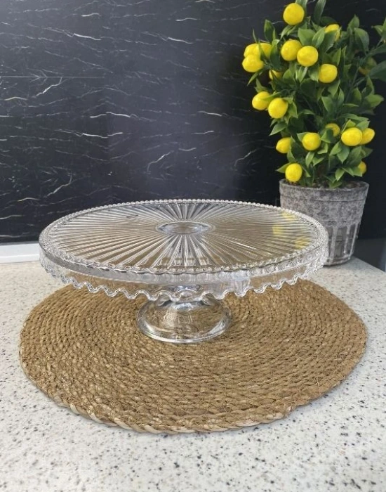 Ayaklı Yuvarlak Cam Sunumluk