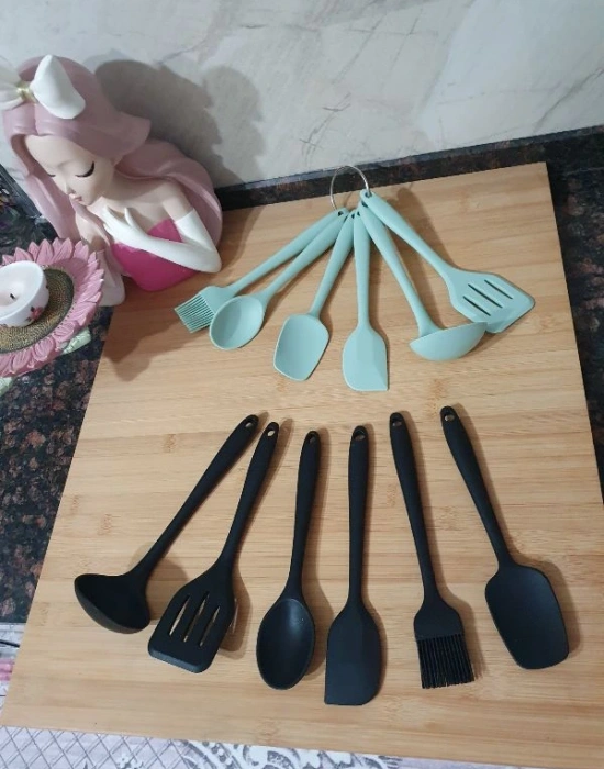 İvory Mini 6Lı Kepçeli Servis Seti Siyah