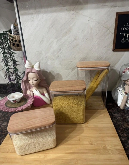 3Lü Bambu Saklama Kabı