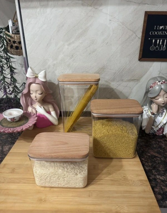 3Lü Bambu Saklama Kabı