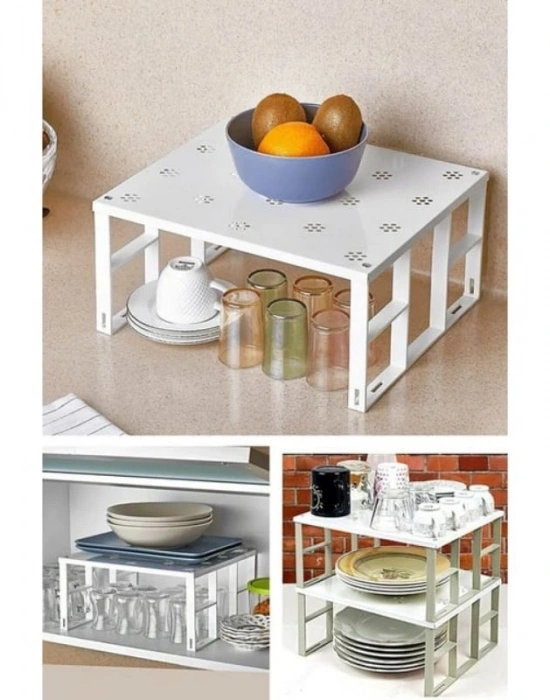 Çiçekli Raf Düzenleyici Metal Dolap İçi