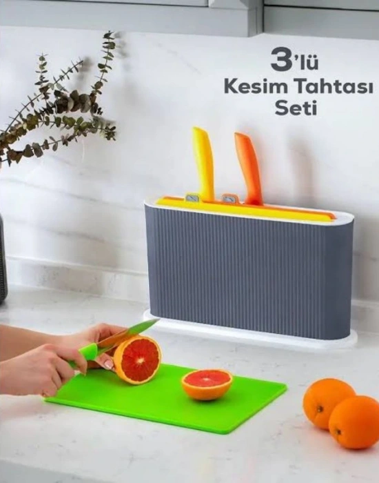 3Lü Bıçak Seti Violet Kesim Panolu Tezgah Üstü