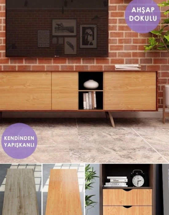 Ahşap Yapışkanlı Silinebilir Mutfak Tezgah Folyosu 5M X 60Cm