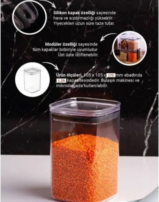 Kare Şeffaf Erzak Kabı Büyük Boy 1400 Ml