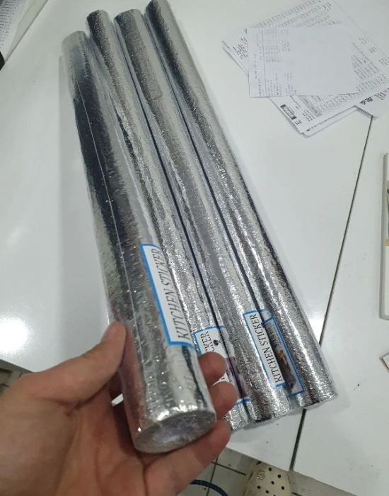 Gümüş Yapışkanlı Silinebilir Mutfak Tezgah Folyosu 5M X 60Cm