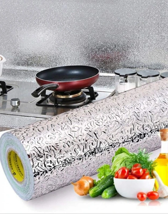 Gümüş Yapışkanlı Silinebilir Mutfak Tezgah Folyosu 5M X 60Cm
