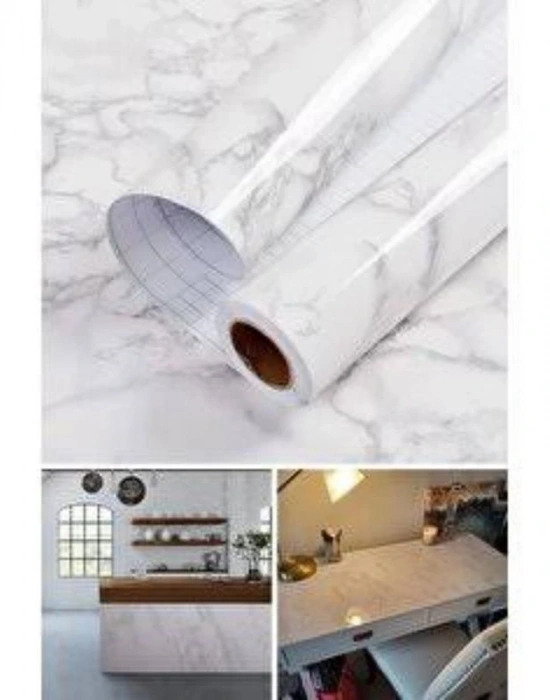 Beyaz Yapışkanlı Silinebilir Mutfak Tezgah Folyosu 5M X 60Cm