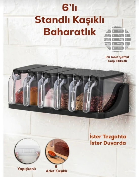 6Lı Yapışkanlı Baharat Takımı Kst