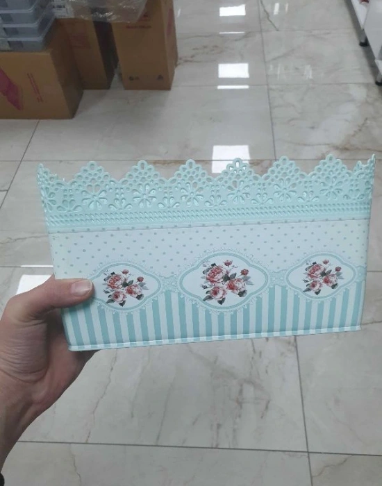 Çiçekli Saksı Beyaz Dikdörtgen Küçük