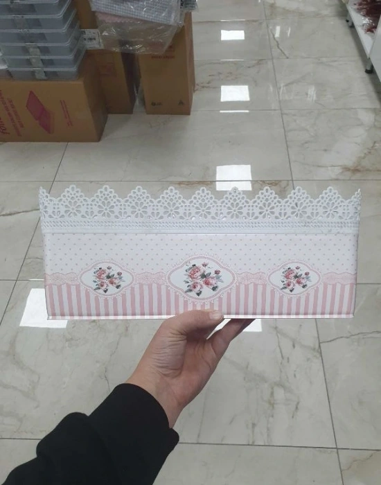 Çiçekli Saksı Beyaz Dikdörtgen Büyük