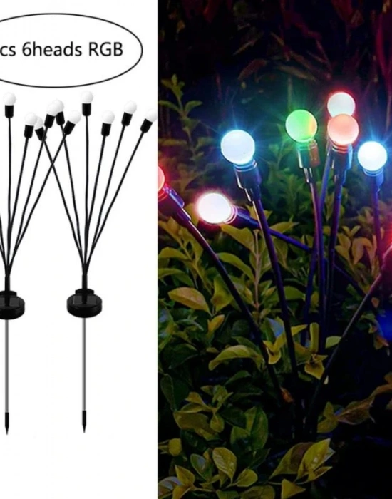Renkli Güneş Enerjili Bahçe Aydınlatma Ledi 6 Toplu