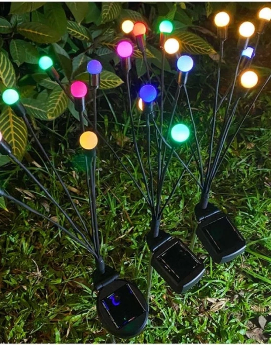 Renkli Güneş Enerjili Bahçe Aydınlatma Ledi 6 Toplu