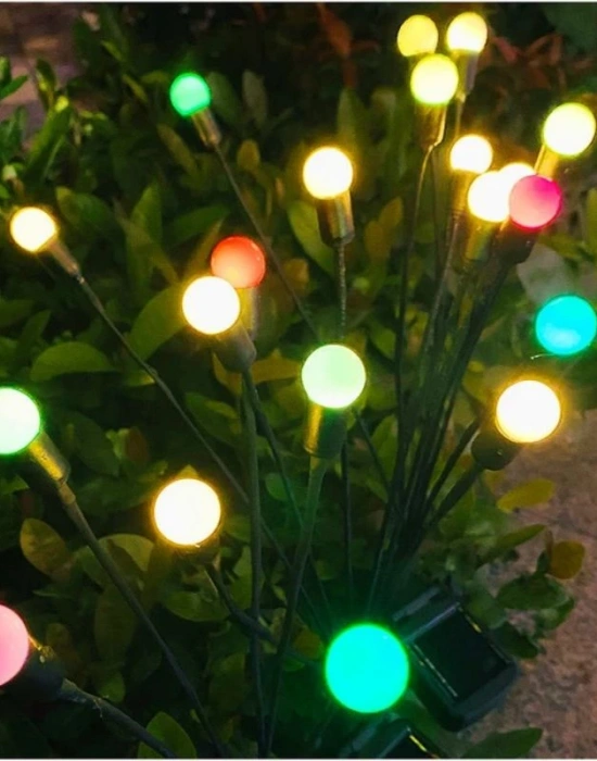 Renkli Güneş Enerjili Bahçe Aydınlatma Ledi 6 Toplu