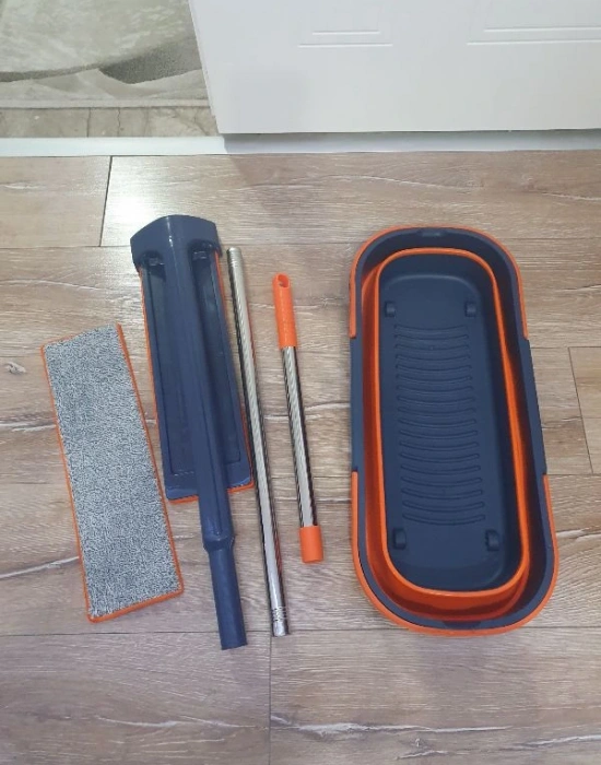 Kendinden Sıkmalı Kova Mop Takım Turuncu Set