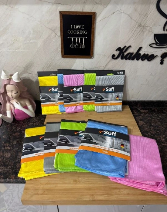 Suff Mikrofiber Lale Tulpe Cam Ayna Bezi Karışık Karma Renk 40X40