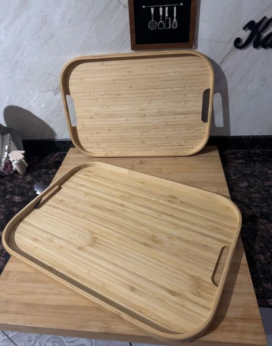 2Li Bambu Tepsi 40X28 - 33X22  Cm