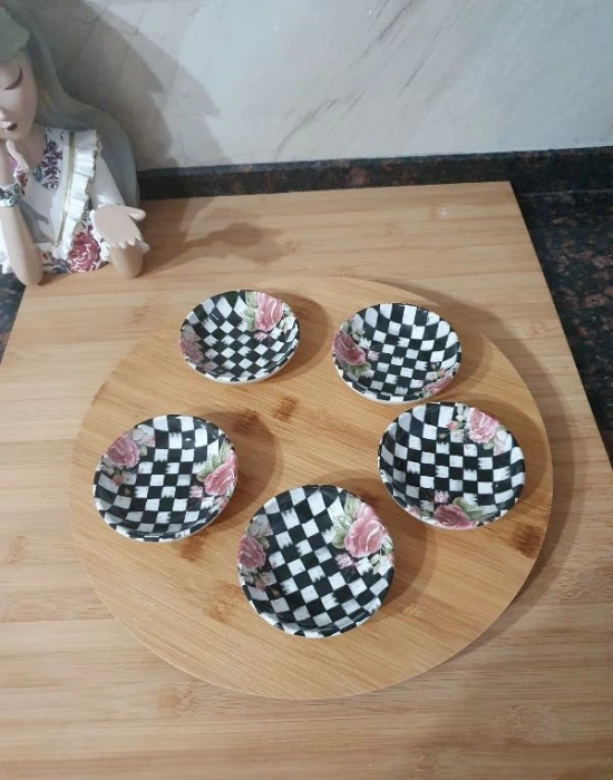 Yuvarlak Dönerli Bambu Sunum Tabağı Pizza Tahtası