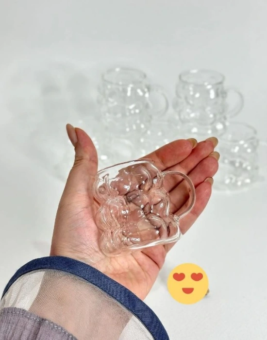 Mini Üzüm Bardak 6Lı Kulplu Kahve Yanı Bardak