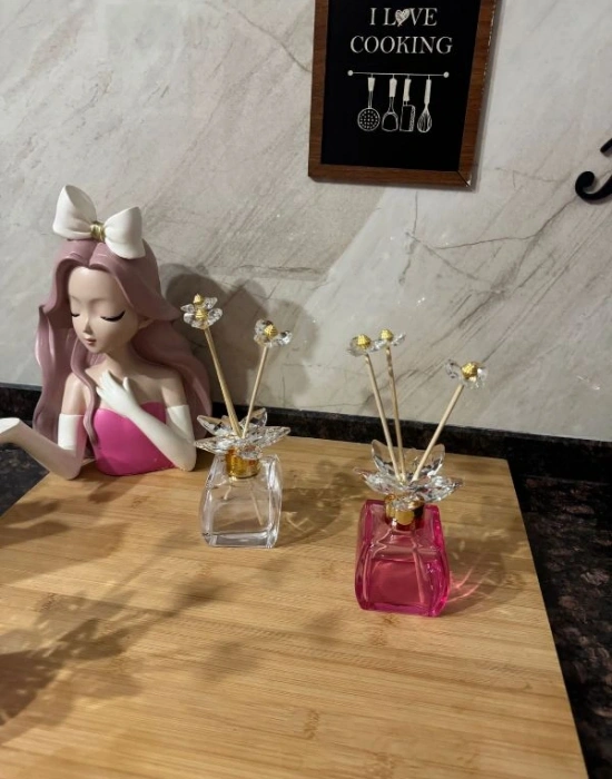 Süslü Cam Kristal Koku Şişesi