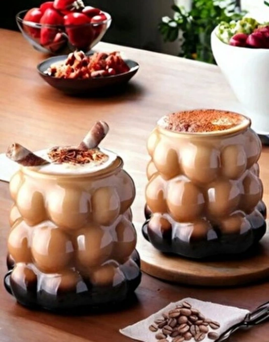 Kulpsuz Üzümlü Boncuk Pinterest Sunum Bardağı 300Ml