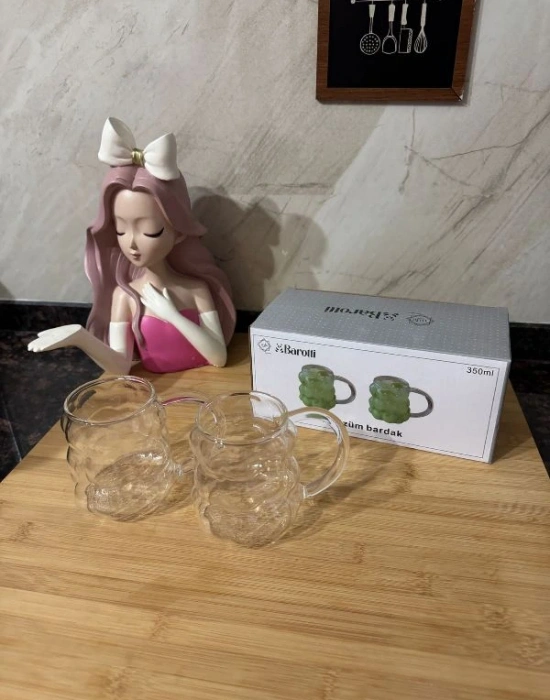 2Li Kulplu Üzümlü Boncuk Pinterest Sunum Bardağı 300Ml